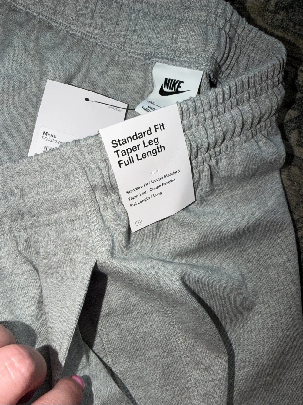 Nike Light Gray men’s Jogger Sweatpants with White Logo size XXL
